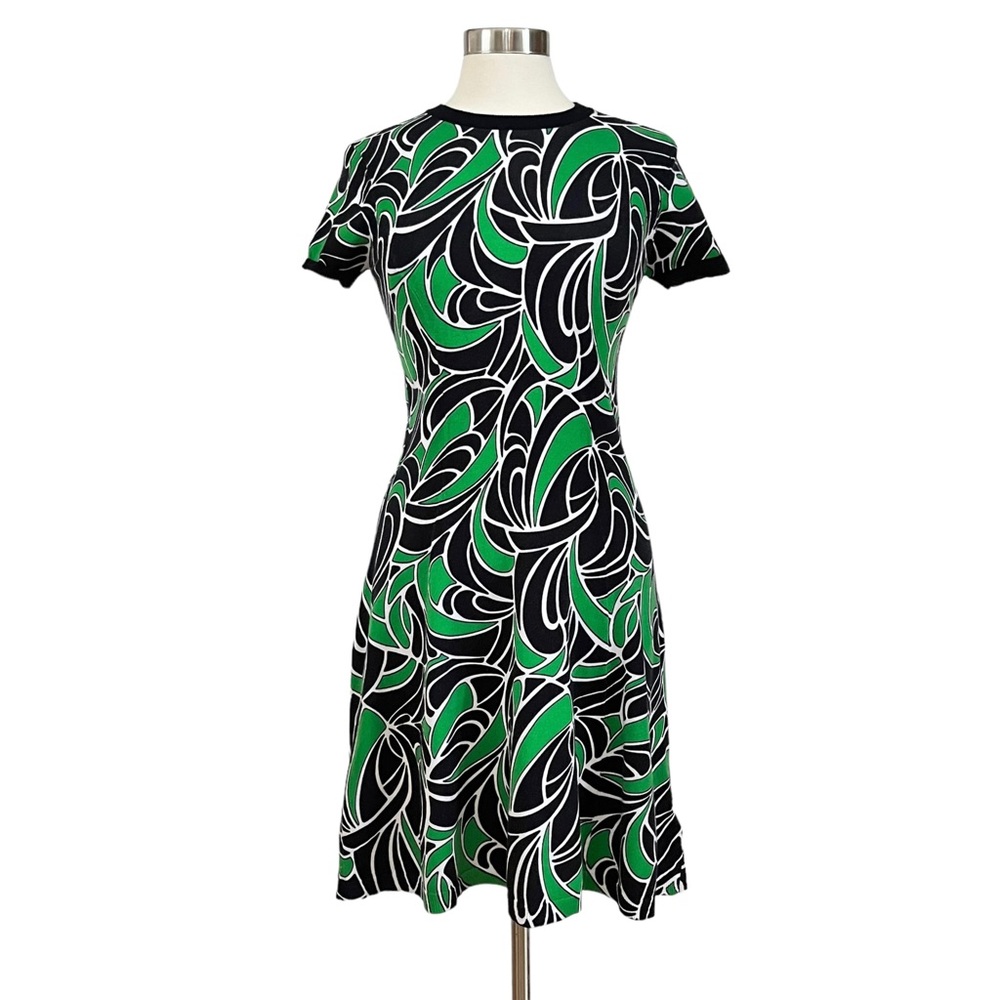 Michael Michael Kors Green, Black, and White Print Dress